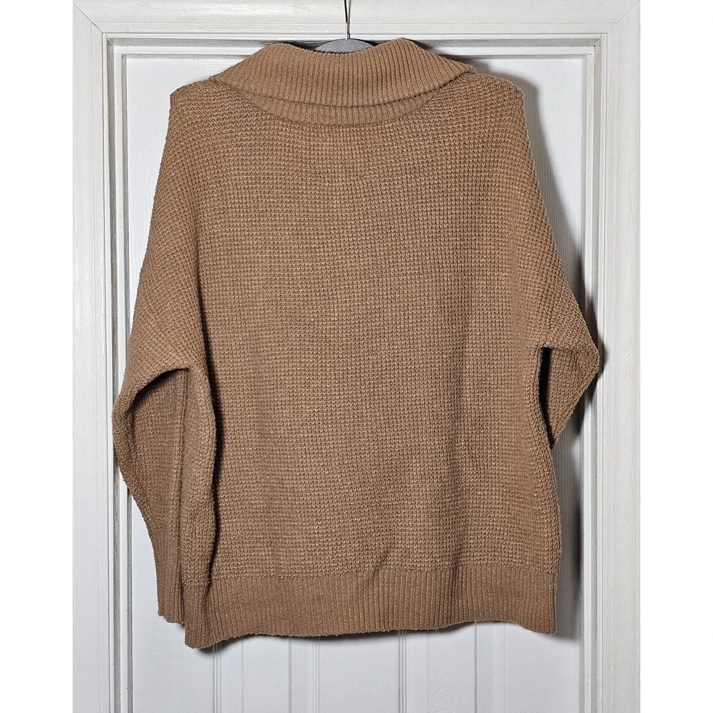 Aerie Cozy Up Waffle Quarter Zip Sweater Oversized Mock neck Top Woman's Size S - Picture 3 of 6